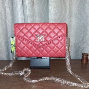Badgley Mischka Red Quilted Crossbody Bag